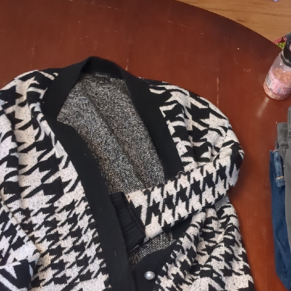 Talbots Black and White Knit Cardigan